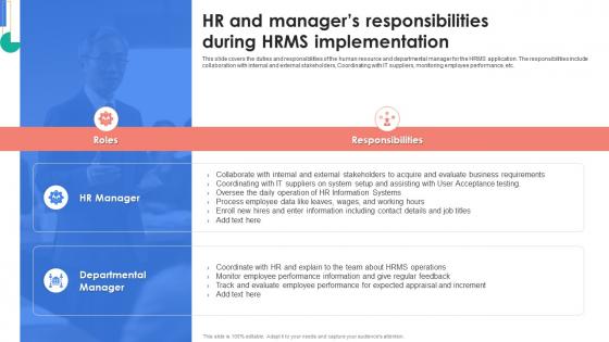 HRMS Rollout Strategy HR And Managers Responsibilities During HRMS Implementation