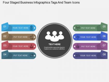 Hs four staged business infographics tags and team icons flat powerpoint design