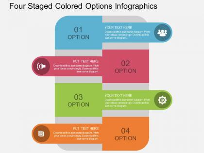 Ht four staged colored options infographics flat powerpoint design
