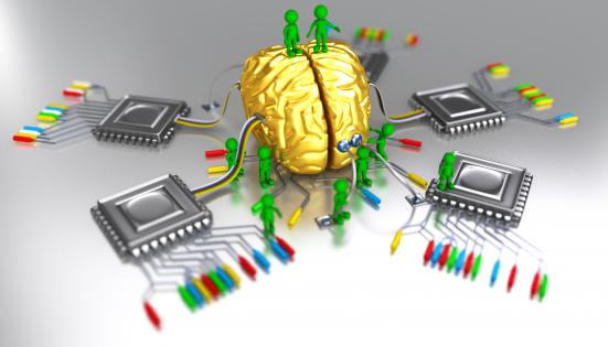 Human brain with multiple ic stock photo