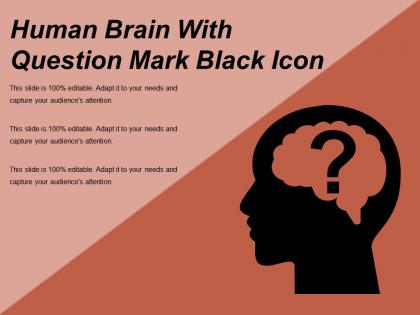 Human brain with question mark black icon