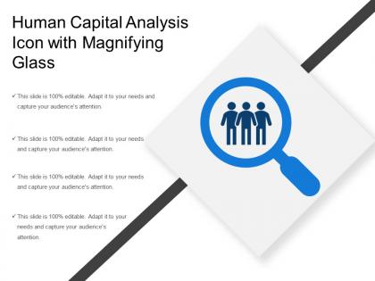 Human capital analysis icon with magnifying glass