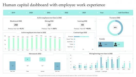 Human Capital Dashboard With Employee Work Experience