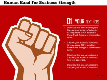 Human hand for business strength flat powerpoint design
