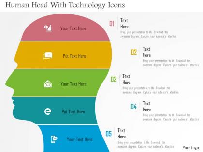 Human head with technology icons flat powerpoint design