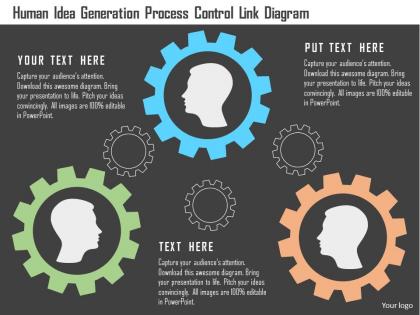 Human idea generation process control link diagram flat powerpoint design