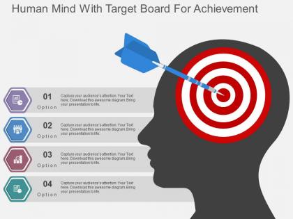 Human mind with target board for achievement flat powerpoint design