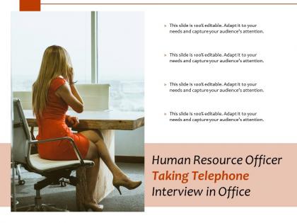 Human resource officer taking telephone interview in office