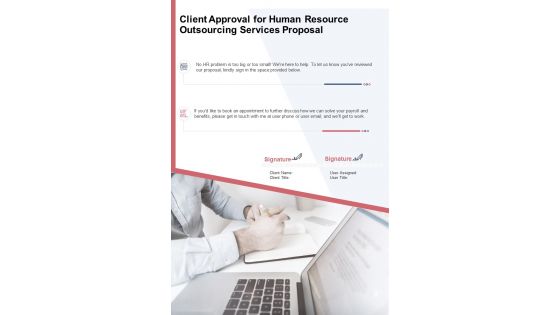 Human Resource Outsourcing Services Proposal For Client Approval One Pager Sample Example Document
