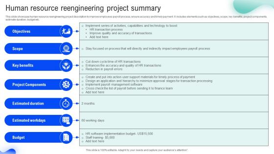 Human Resource Reengineering Project Summary