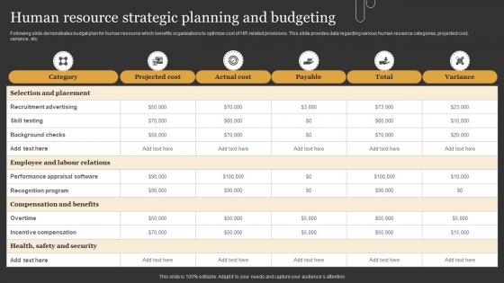 Human Resource Strategic Planning And Budgeting
