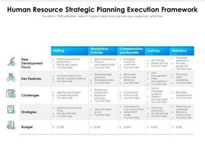 Human resource strategic planning execution framework