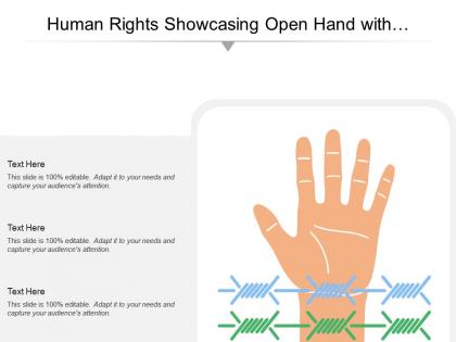 Human rights showcasing open hand with barbed wire