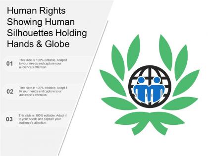 Human rights showing human silhouettes holding hands and globe