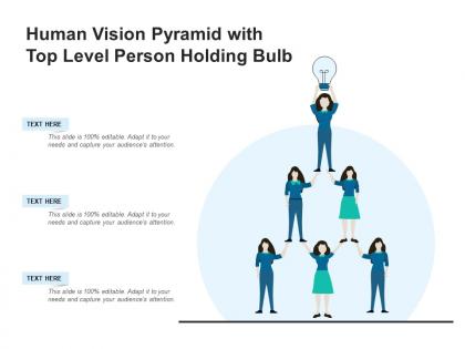 Human vision pyramid with top level person holding bulb