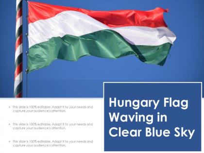Hungary flag waving in clear blue sky