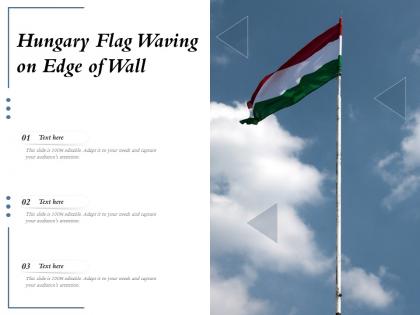 Hungary flag waving on edge of wall