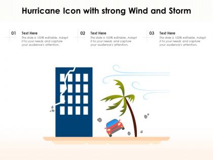 Hurricane icon with strong wind and storm