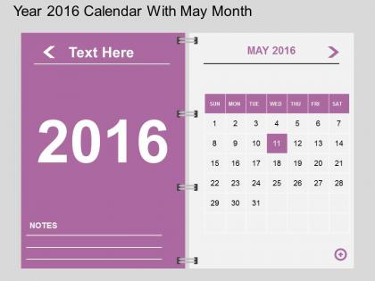 Hv year 2016 calendar with may month flat powerpoint design