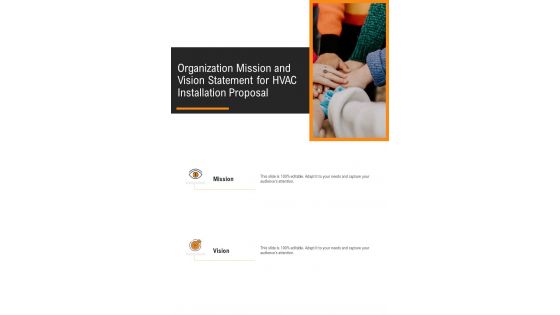HVAC Installation Proposal Organization Mission And Vision Statement For One Pager Sample Example Document