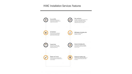 HVAC Installation Services Features One Pager Sample Example Document
