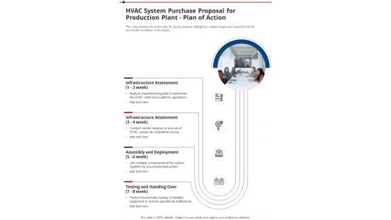 Hvac System Purchase Proposal For Production Plant Plan Of Action One Pager Sample Example Document