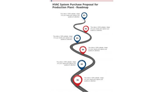 Hvac System Purchase Proposal For Production Plant Roadmap One Pager Sample Example Document
