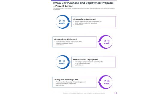 HVAC Unit Purchase And Deployment Proposal Plan Of Action One Pager Sample Example Document