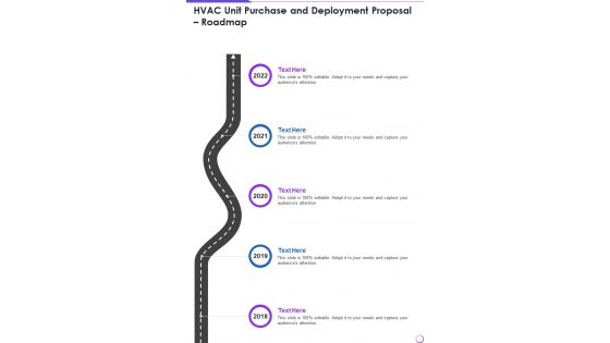 HVAC Unit Purchase And Deployment Proposal Roadmap One Pager Sample Example Document