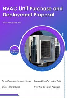 HVAC Unit Purchase And Deployment Proposal Sample Document Report Doc Pdf Ppt