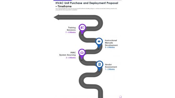 HVAC Unit Purchase And Deployment Proposal Timeframe One Pager Sample Example Document