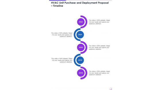 HVAC Unit Purchase And Deployment Proposal Timeline One Pager Sample Example Document