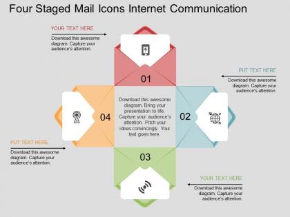 Hx four staged mail icons internet communication flat powerpoint design