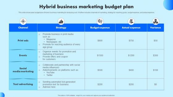 Hybrid Business Marketing Budget Plan