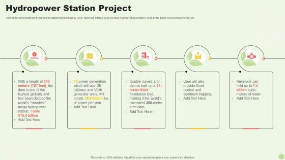 Hydropower Station Project Green Energy Resources Ppt Slides Graphics Example