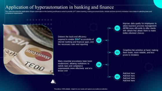Hyperautomation IT Application Of Hyperautomation In Banking And Finance Ppt Gallery Display