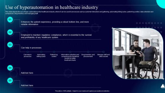Hyperautomation IT Use Of Hyperautomation In Healthcare Industry Ppt Inspiration Graphics