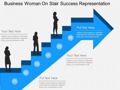 Ic business woman on stair success representation flat powerpoint design