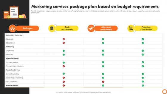 Ico Success Strategies Marketing Services Package Plan Based On Budget Requirements BCT SS V