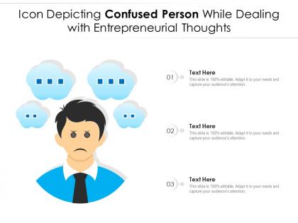 Icon depicting confused person while dealing with entrepreneurial thoughts