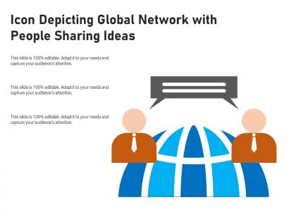 Icon depicting global network with people sharing ideas