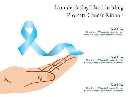 Icon depicting hand holding prostate cancer ribbon