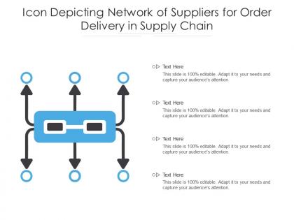 Icon depicting network of suppliers for order delivery in supply chain