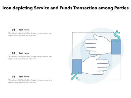 Icon depicting service and funds transaction among parties
