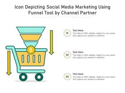 Icon depicting social media marketing using funnel tool by channel partner