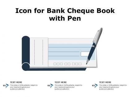 Icon for bank cheque book with pen