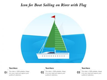 Icon for boat sailing on river with flag