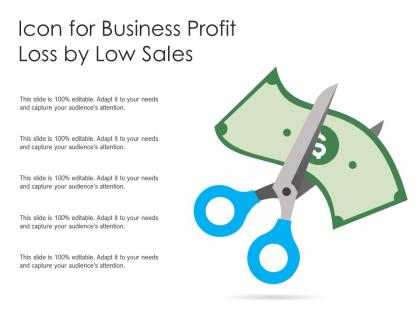 Icon for business profit loss by low sales