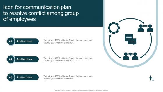 Icon For Communication Plan To Resolve Conflict Among Group Of Employees