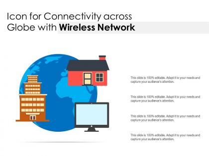 Icon for connectivity across globe with wireless network